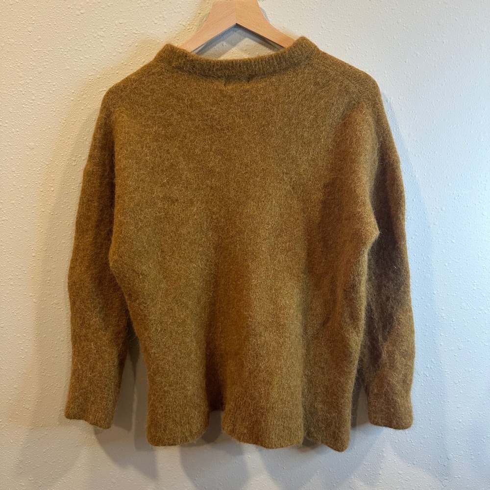 H&M Alpaca Wool Blend Sweater Women Medium Caramel Brown Fuzzy Oversized Minimal - Picture 3 of 16